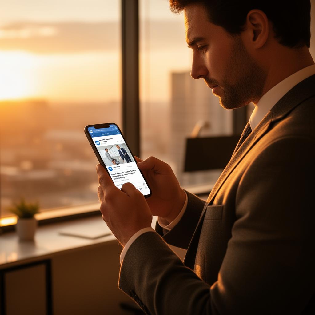Mockup ilustrativo de post patrocinado no LinkedIn