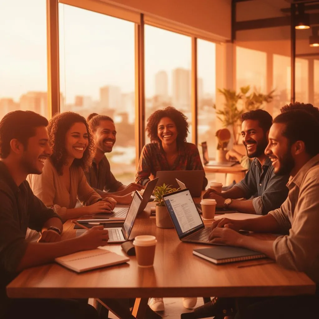 Equipe da OCTO Mais colaborando ao redor de uma mesa em Natal